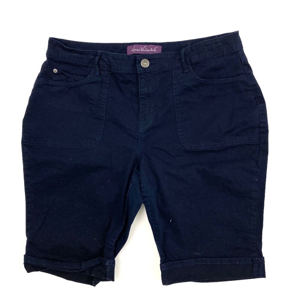 Gloria Vanderbilt Rachel Cuffed Bermuda Women's size 12 Navy Denim Jean Shorts